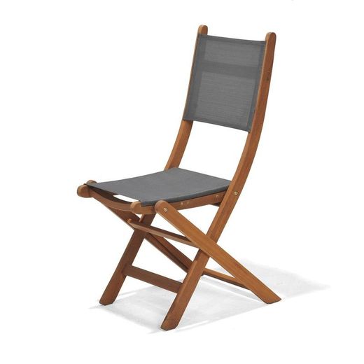 Sedia da giardino pieghevole, 59,7 x 49,6 x 93,2 cm, in legno naturale e grigio | Collezione Nápoles