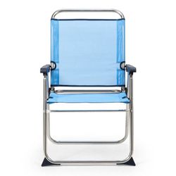 Sedia da spiaggia pieghevole con braccioli, 58 x 58 x 90 cm, in alluminio e textilene blu | Collezione Beach