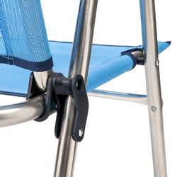 Sedia da spiaggia pieghevole con braccioli, 58 x 58 x 90 cm, in alluminio e textilene blu | Collezione Beach