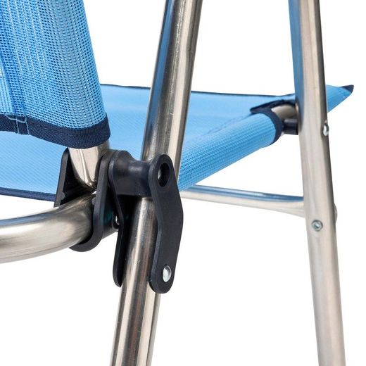 Sedia da spiaggia pieghevole con braccioli, 58 x 58 x 90 cm, in alluminio e textilene blu | Collezione Beach