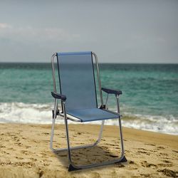 Sedia da spiaggia per bambini, 53 x 55 x 89 cm, in alluminio e textilene blu | Collezione Beach