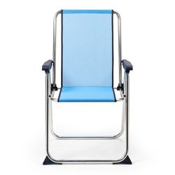Sedia da spiaggia per bambini, 53 x 55 x 89 cm, in alluminio e textilene blu | Collezione Beach