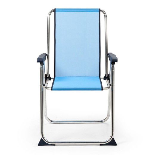 Sedia da spiaggia per bambini, 53 x 55 x 89 cm, in alluminio e textilene blu | Collezione Beach