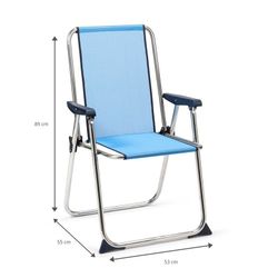 Sedia da spiaggia per bambini, 53 x 55 x 89 cm, in alluminio e textilene blu | Collezione Beach