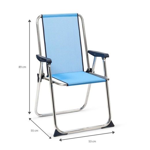 Sedia da spiaggia per bambini, 53 x 55 x 89 cm, in alluminio e textilene blu | Collezione Beach