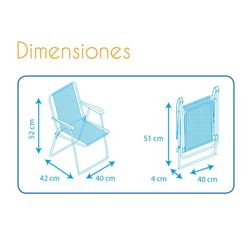 Sedia da spiaggia pieghevole per bambini, 40 x 42 x 52 cm, in acciaio e tessuto multicolore | Collezione Kids