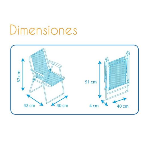 Sedia da spiaggia pieghevole per bambini, 40 x 42 x 52 cm, in acciaio e tessuto multicolore | Collezione Kids