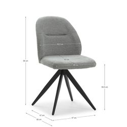 Sedia girevole, 49,5 x 60 x 85 cm, in tessuto grigio | Collezione Tamara