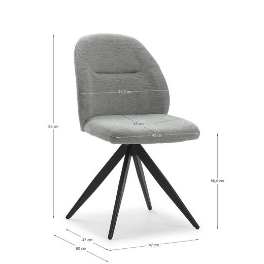 Sedia girevole, 49,5 x 60 x 85 cm, in tessuto grigio | Collezione Tamara