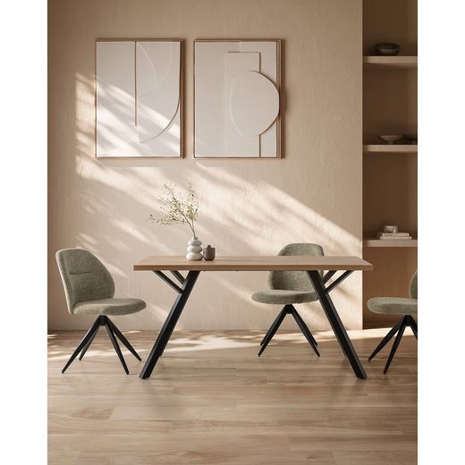 Sedia girevole, 49,5 x 60 x 85 cm, in tessuto verde | Collezione Tamara