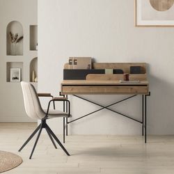 Sedia girevole, 61 x 59 x 66-81 cm, in tessuto beige | Collezione Tali