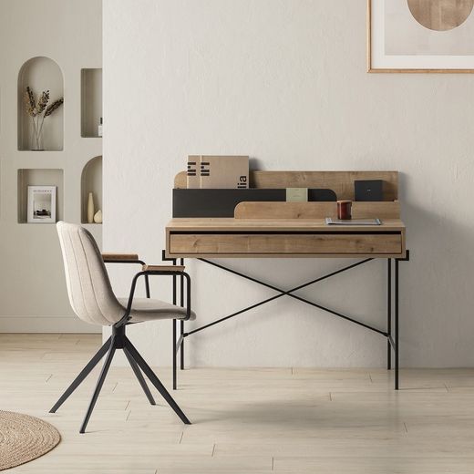 Sedia girevole, 61 x 59 x 66-81 cm, in tessuto beige | Collezione Tali