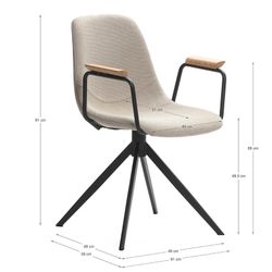 Sedia girevole, 61 x 59 x 66-81 cm, in tessuto beige | Collezione Tali