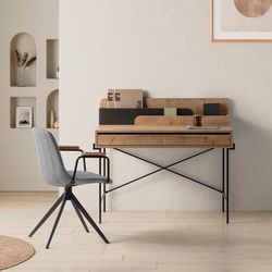 Sedia girevole, 61 x 59 x 66-81 cm, in tessuto grigio | Collezione Tali