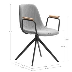 Sedia girevole, 61 x 59 x 66-81 cm, in tessuto grigio | Collezione Tali