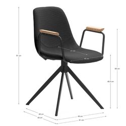 Sedia girevole, 61 x 59 x 66-81 cm, in tessuto nero | Collezione Tali