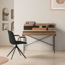Sedia girevole, 61 x 59 x 66-81 cm, in tessuto nero | Collezione Tali