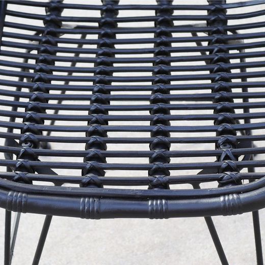 Sedia da giardino, 46 x 90 x 92 cm, in rattan e metallo nero | Collezione Black Parma