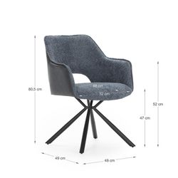 Poltrona, 60 x 62 x 80,5 cm, rivestita in tessuto blu | Collezione Mariel