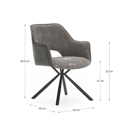 Poltrona, 62 x 60 x 80,5 cm, in tessuto grigio | Collezione Mariel