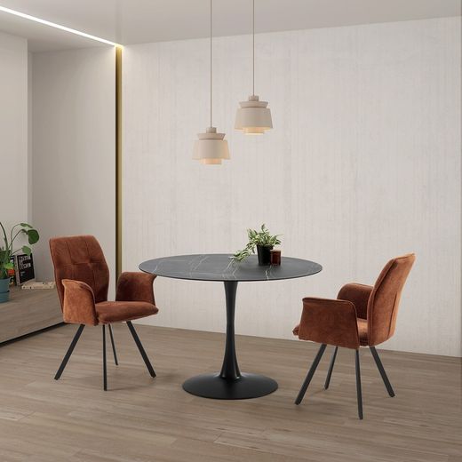 Poltrona, 62 x 60 x 89 cm, in tessuto marrone | Collezione Mery