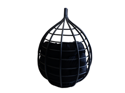 Poltrona Sospesa in Rattan Naturale Chillvert Parma 90x67x122 cm con Cuscino Nero