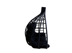 Poltrona Sospesa in Rattan Naturale Chillvert Parma 90x67x122 cm con Cuscino Nero
