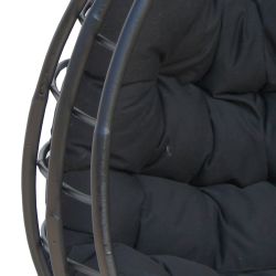 Poltrona Sospesa in Rattan Naturale Chillvert Parma 90x67x122 cm con Cuscino Nero
