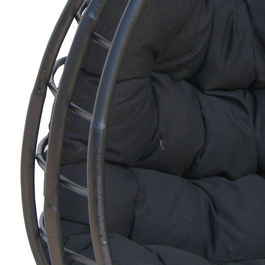Poltrona Sospesa in Rattan Naturale Chillvert Parma 90x67x122 cm con Cuscino Nero