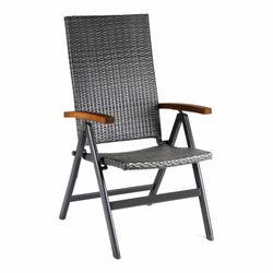 Sillón de jardín multiposiciones plegable en ratán sintético y aluminio
