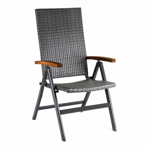 Sillón de jardín multiposiciones plegable en ratán sintético y aluminio