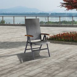 Sillón de jardín multiposiciones plegable en ratán sintético y aluminio