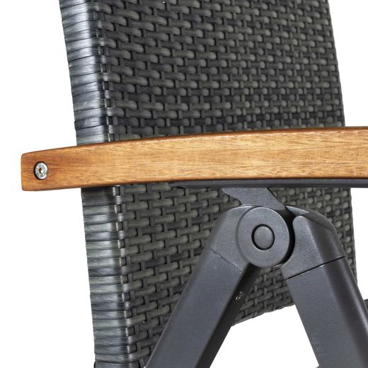Sillón de jardín multiposiciones plegable en ratán sintético y aluminio