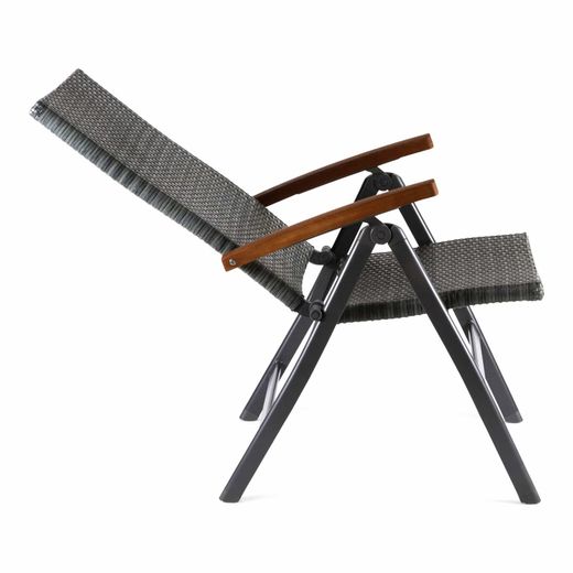Sillón de jardín multiposiciones plegable en ratán sintético y aluminio