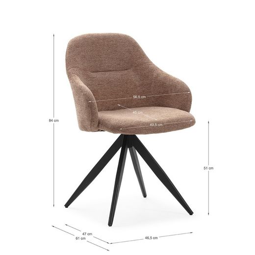 Poltrona girevole, 56,5 x 61 x 84 cm, in tessuto salmone | Collezione Tamara