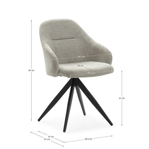 Sillón giratorio, 56,5 x 61 x 84 cm, de tejido  en topo | Colección Tamara