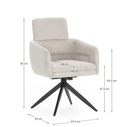 Sillón giratorio, 57,5 x 63 x 92,5 cm, de tejido en gris | Colección Aixa