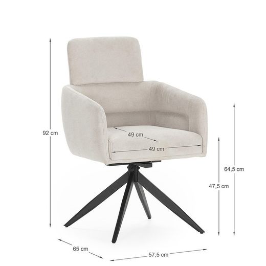 Sillón giratorio, 57,5 x 63 x 92,5 cm, de tejido en gris | Colección Aixa
