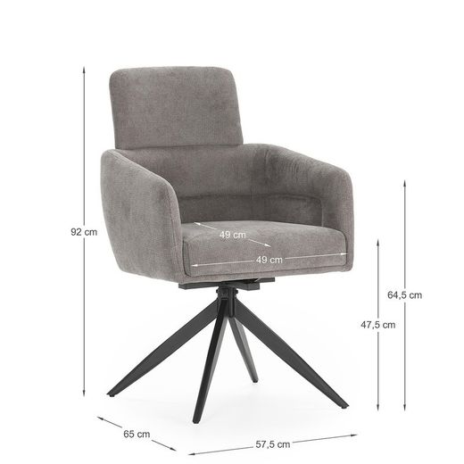 Sillón giratorio, 57,5 x 63 x 92,5 cm, de tejido en gris oscuro | Colección Aixa