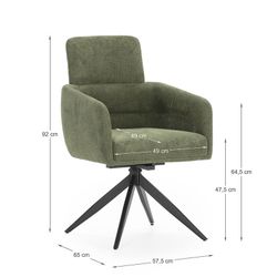 Poltrona girevole, 57,5 x 63 x 92,5 cm, in tessuto verde | Collezione Aixa