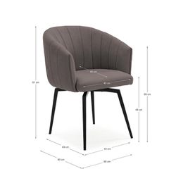 Poltrona girevole, 60 x 60 x 81 cm, in tessuto grigio scuro | Collezione Enka