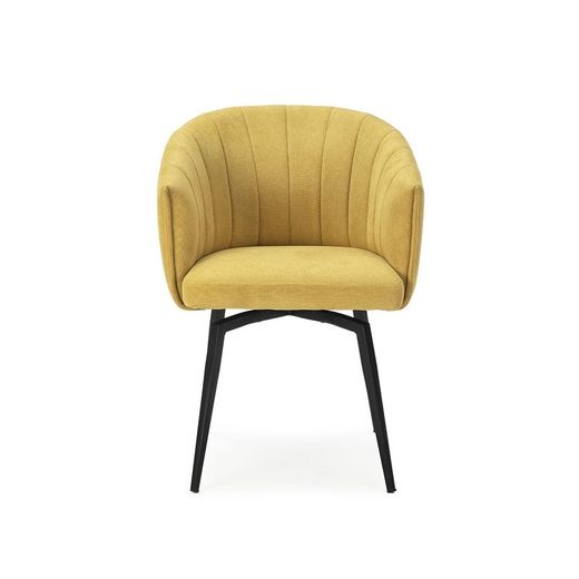 Poltrona girevole, 60 x 60 x 81 cm, in tessuto colore senape | Collezione Enka