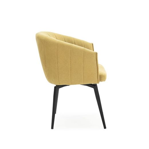 Poltrona girevole, 60 x 60 x 81 cm, in tessuto colore senape | Collezione Enka