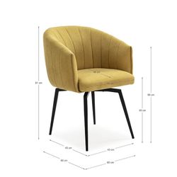 Poltrona girevole, 60 x 60 x 81 cm, in tessuto colore senape | Collezione Enka