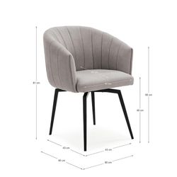 Poltrona girevole, 60 x 60 x 81 cm, in tessuto topo | Collezione Enka