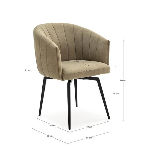Poltrona girevole, 60 x 60 x 81 cm, in tessuto verde | Collezione Enka