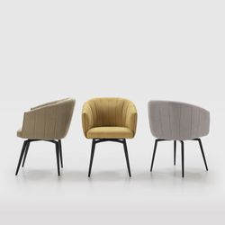 Poltrona girevole, 60 x 60 x 81 cm, in tessuto verde | Collezione Enka