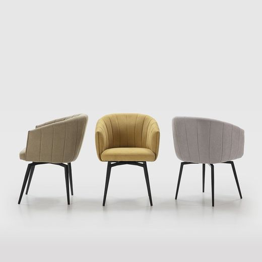 Poltrona girevole, 60 x 60 x 81 cm, in tessuto verde | Collezione Enka