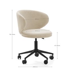 Poltrona girevole, 60 x 60,5 x 83 cm, in tessuto beige | Collezione Rush