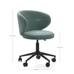 Poltrona girevole, 60 x 60,5 x 83 cm, in tessuto verde | Collezione Rush